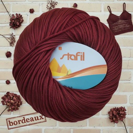 bordeaux filato grosso spesso Stafil kairo italiano lana stock filo di cotone supermercerizzato per uncinetto ferri lavori a maglia 3-4 uso sferruzzare crochet top canotta costumi estivi