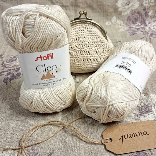 colore panna filato grosso Stafil Cleo italiano stock filo di cotone supermercerizzato per uncinetto ferri lavori a maglia 3-4 uso sferruzzare crochet abbigliamento amigurumi borsellino