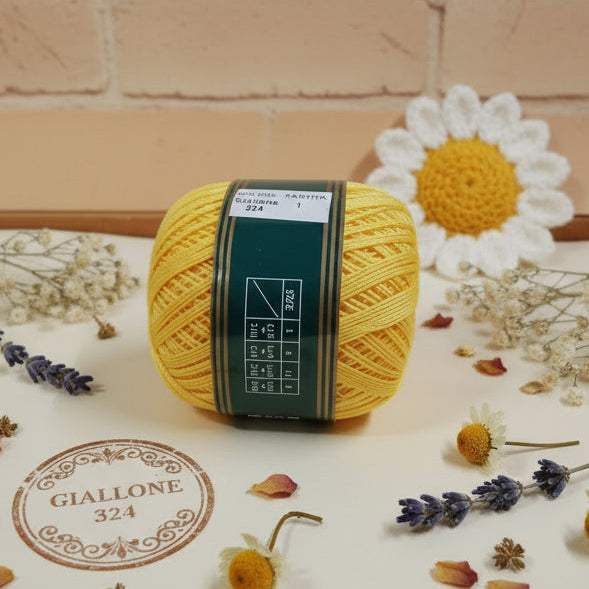 giallone 324 filo di scozia profilo filato cotone uncinetto pregiato n 8 per uncino 1-1.5  uso amigurumi margherita