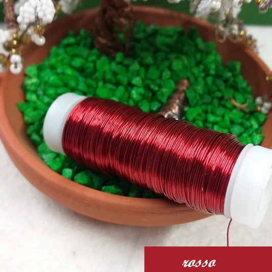 rosso carminio natalizio filo di ferro rame colorato 0.30 mm verniciato smaltato lucido metallizzato uso per fiori alberi bonsai piante perline hobby creativi uncinetto