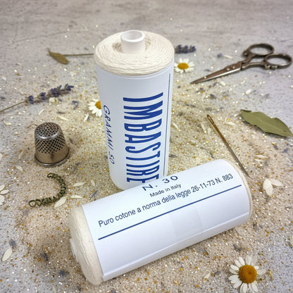 100% cotone filo da imbastire filato cucirino 50 grammi spoletta bianco naturale uso sarta cucire a mano feltro pannolenci