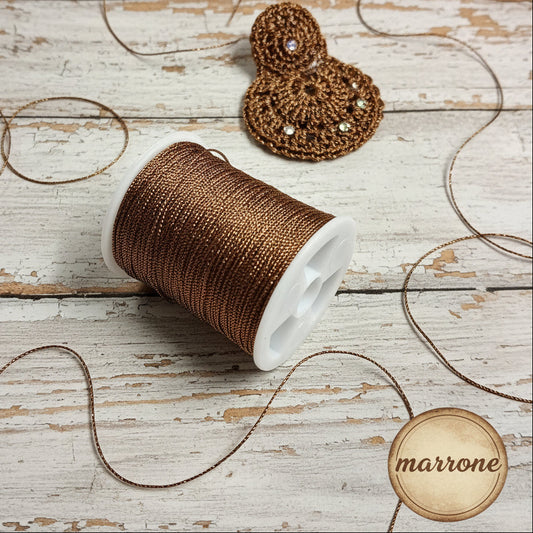 colore marrone filo sottile lurex 0.42 mm per gioielli uncinetto di filato brillante luccicante glitterato