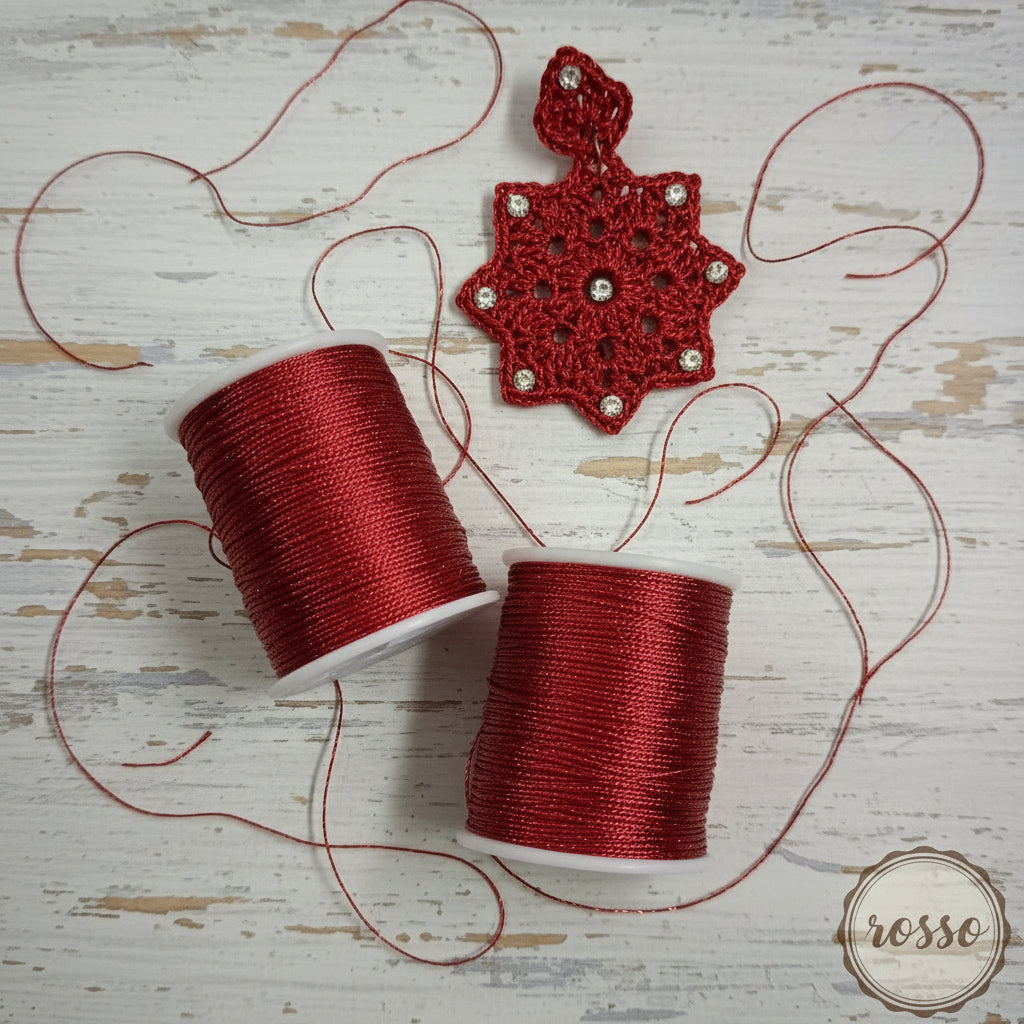 rosso filo lurex sottile 0.42 mm per gioielli uncinetto orecchini con cristalli