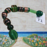 forme miste serie colorate verde chiaro scuro perle di vetro veneziano stile Murano vendita a fili shop offerta stock uso fai da te bigiotteria di collane e bracciali