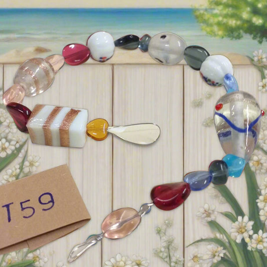 cristallo bianco fucsia azzurro tubetto goccia ovale e forme miste serie colorate perle di vetro veneziano stile Murano vendita a fili shop offerta stock uso fai da te bigiotteria di collane e bracciali fai da te