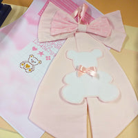 schemi alfabeto per orsetto rosa bimba femminuccia coccarda nascita fiocco da ricamare punto croce tela aida stoffa cotone per fuoriporta