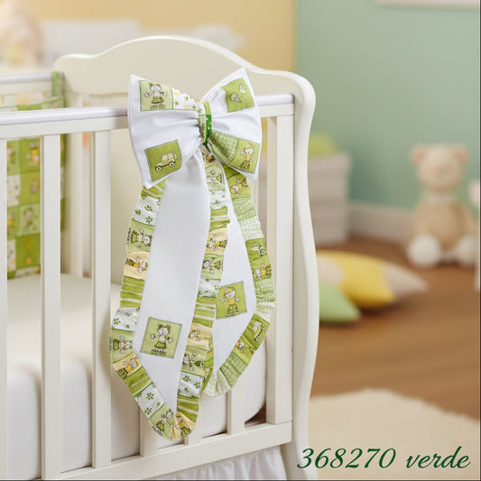 colore verde, fiocco nascita ricamabile, per punto croce neonato cameretta, coccarda culla lettino fuoriporta