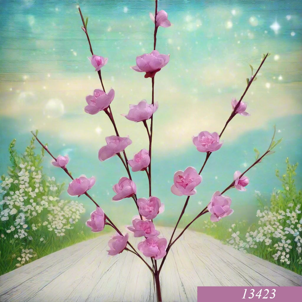 ramo bouquet 50 cm vetrina fiori di pesco finti artificiali rosa chiaro composizione piantina idea fai da te addobbi decorazioni vetrine negozio primavera pasquale centrotavola packaging confezionamento