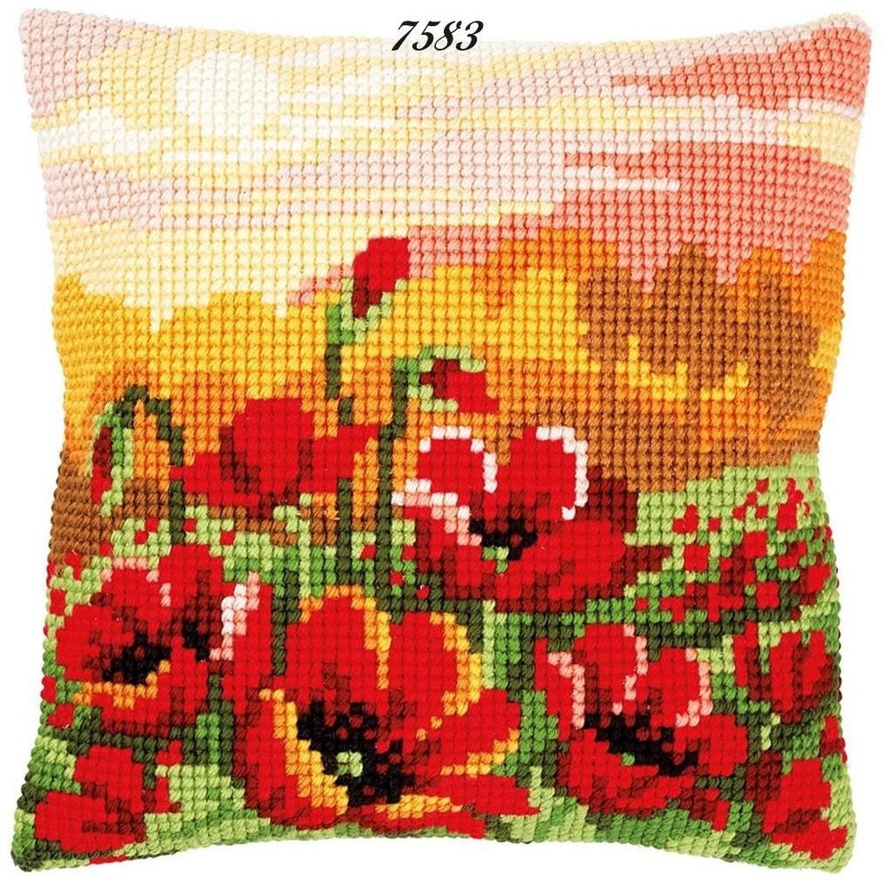 Kit Punto Croce Per Cuscino Paesaggio 45x45 Cm | Per Principianti Con Tela Stampata E Fili | Decorazione Casa Fai Da Te