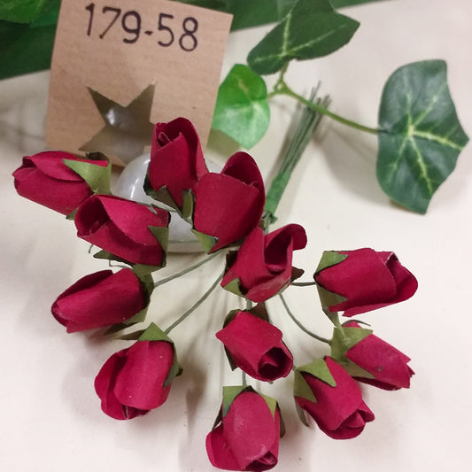 segnaposto roselline rosse 179-58 applicazioni addobbi Natale packaging fiori bomboniere fai da te rose boccioli con stelo gambo di ferro per composizioni floreali pasquali uso hobbistica confezioni chiudi pacco regali natalizi acconciature