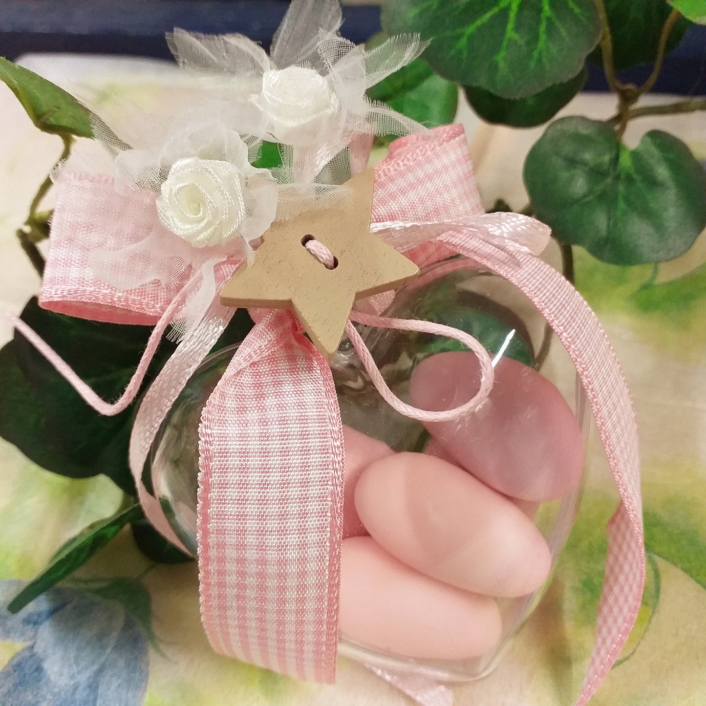 applicazione cuore portaconfetti con rosellina organza raso bianca crema uso fai da te bomboniere 