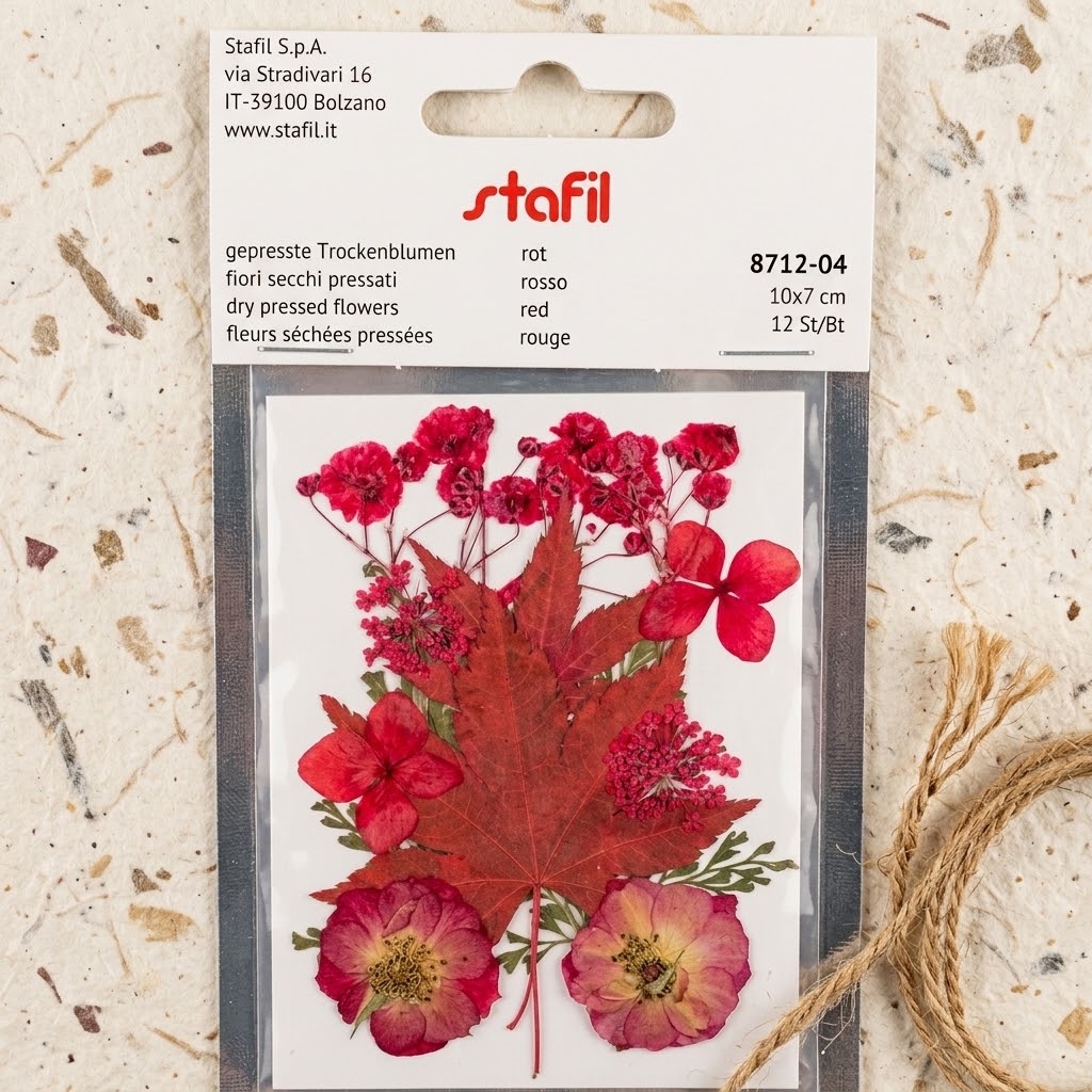 rosso fiori pressati secchi essiccati uso per idee creative decorative decoupage pittorico decorazioni packaging vetrinistica su carta a mano quadri fioristi confezionamento con resina trasparente