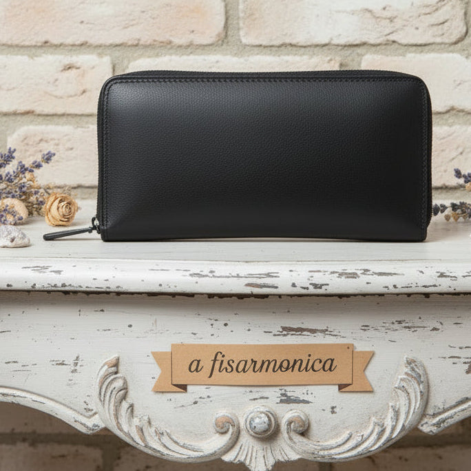 retro a fisarmonica borsellino portafoglio donna economico scomparti ecopelle nero uso simil-pochette borsa mini