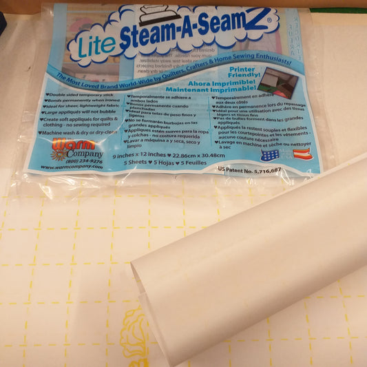 Stafil-The Warm Company Lite Steam-A-seam 2 fiselina teletta termoadesiva la più amata da quilter hobbisti e sarti per unire tessuti stoffa termoadesiva con ferro da stiro vendita fogli termoindurente collante uso fai da te borse
