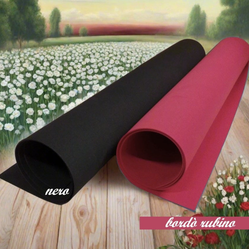 rosso bordò rubino nero fommy Renkalik soft 1 mm sottile morbido fogli gomma crepla termomodellabile fiori foam carta eva new light mousse uso idea creare composizioni floreali hobbistica arts crafts pasquale