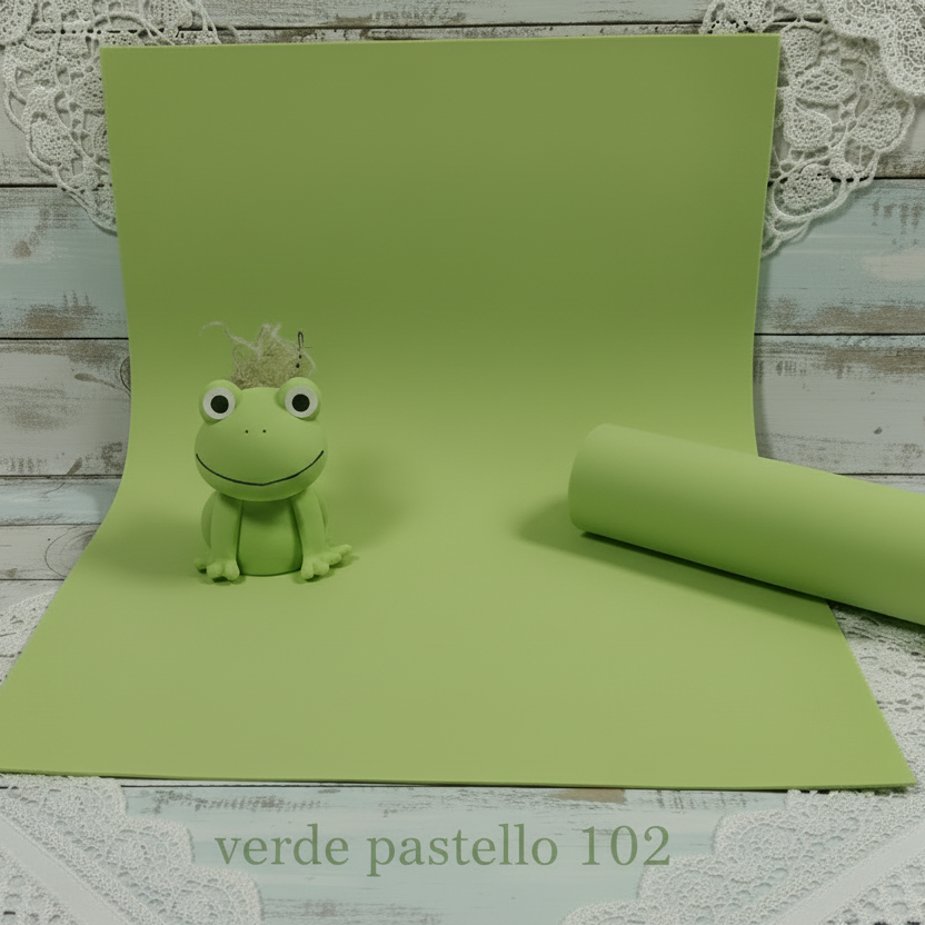 verde pastello 102 per fommy gomma crepla carta eva 1 mm foam mousse foamy uso creare moosgummi sottile modellabile hobby bambole fate follettine natalizie foglie fiori piantine pupazzo rana