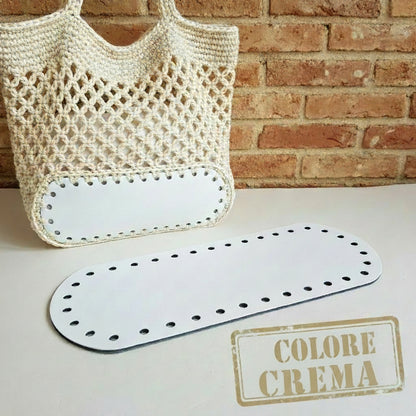 colore crema fondo piccolo ecopelle forato per borsa uncinetto cordino lavorazione a rete net bag