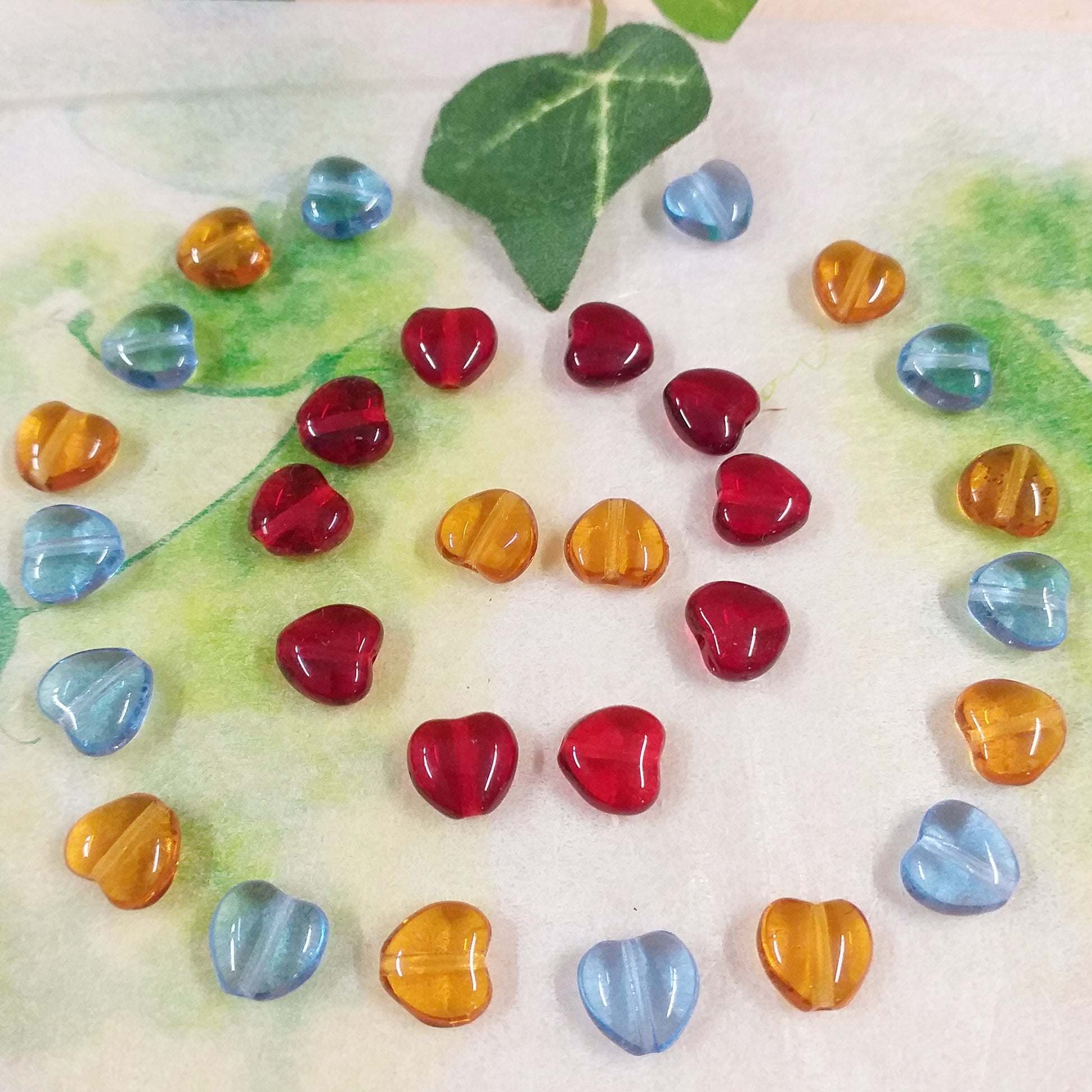 perline 8 mm forma cuore vetro distanziali uso fai da te bracciali di perle cuoricini colori misti per bigiotteria gioielli bijoux