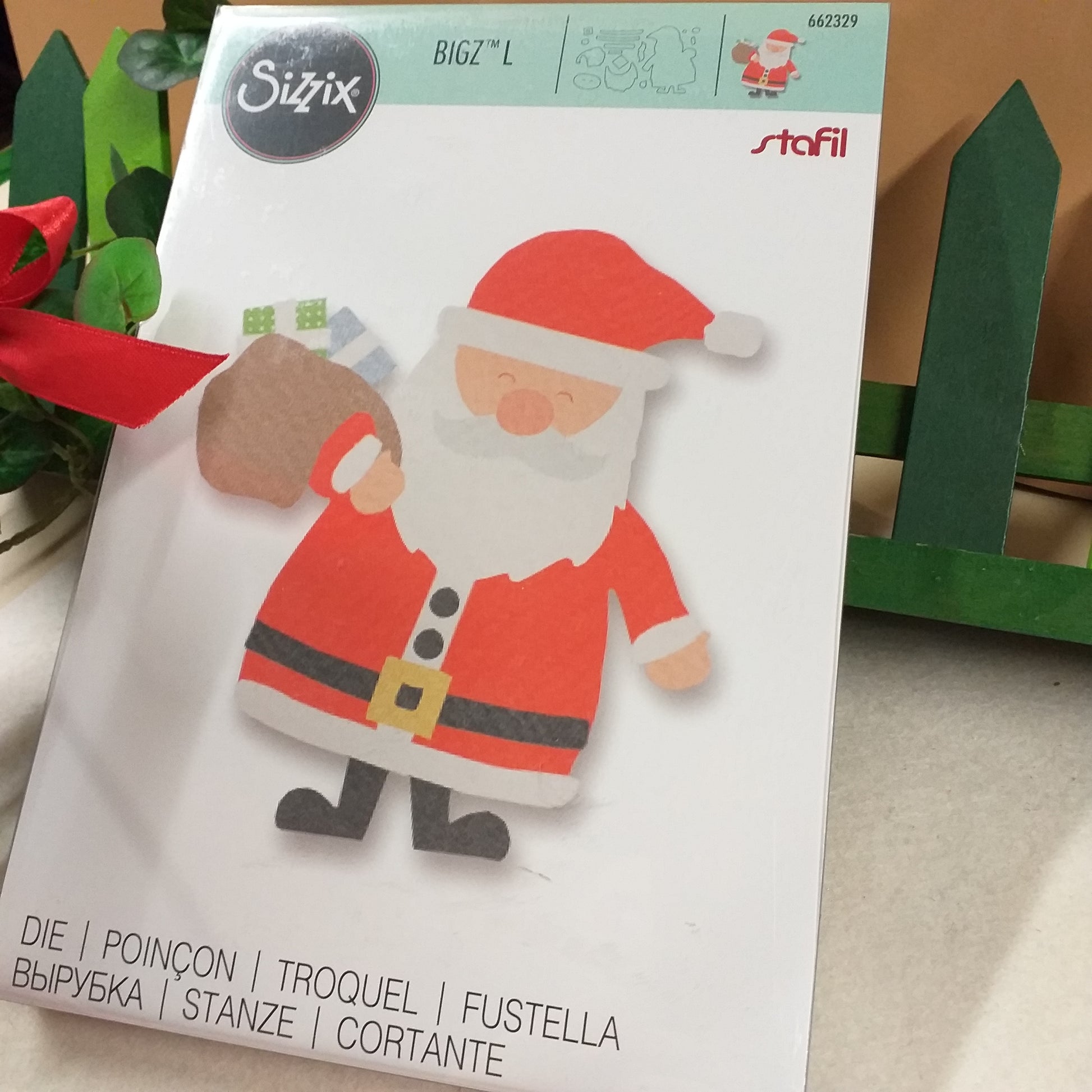 Sizzix-stafil pupazzo bambola di Babbo Natale con sacco regali fustelle natalizie Big Shot BIGZ large per fommy gomma eva crepla feltro pannolenci tema composizioni floreali addobbi e decorazioni albero