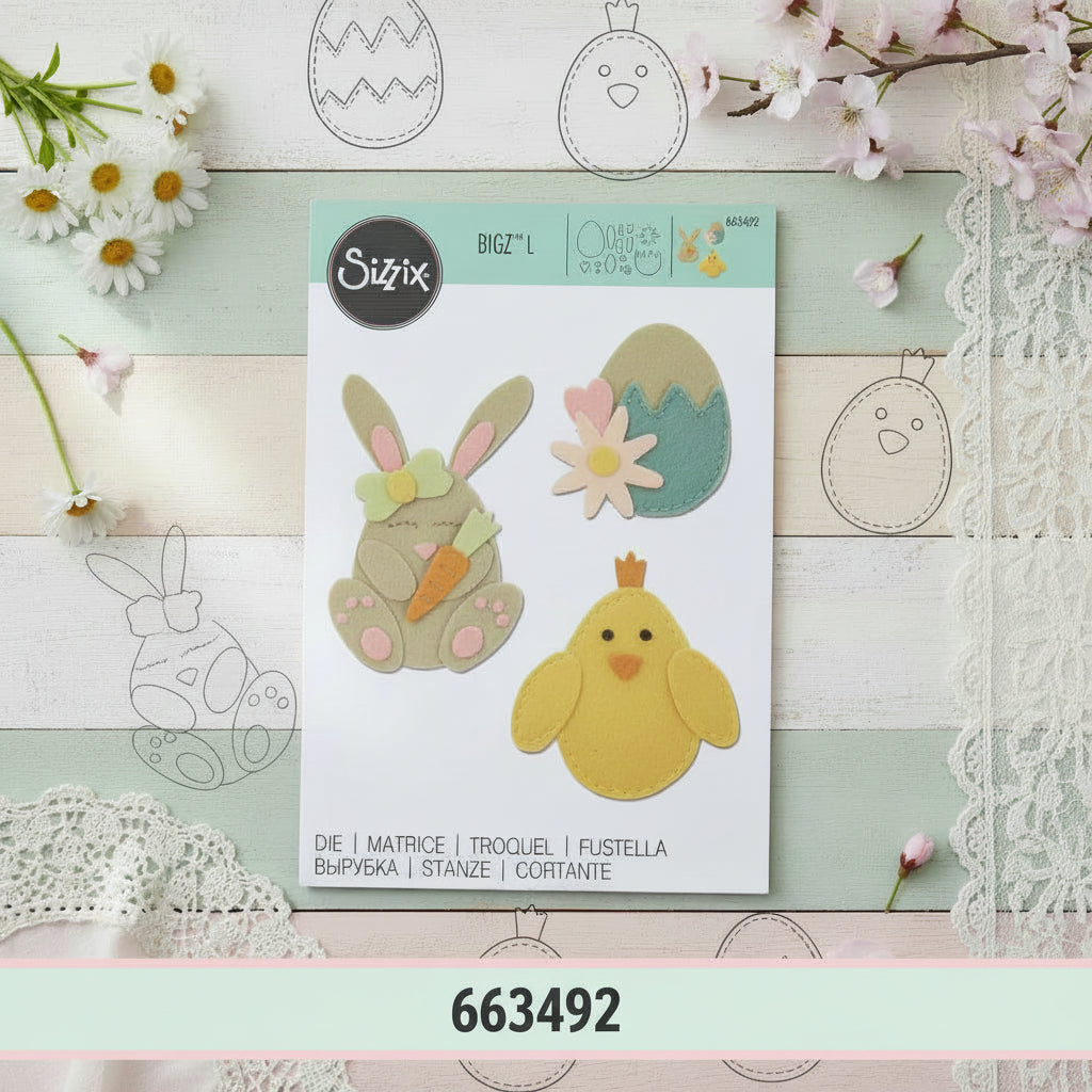 coniglietto uova carota pulcino fustella feltro pasquale fommy Bigz Sizzix Bigshot per tagliare materiali creativi lavoretti bambini addobbi decorazioni