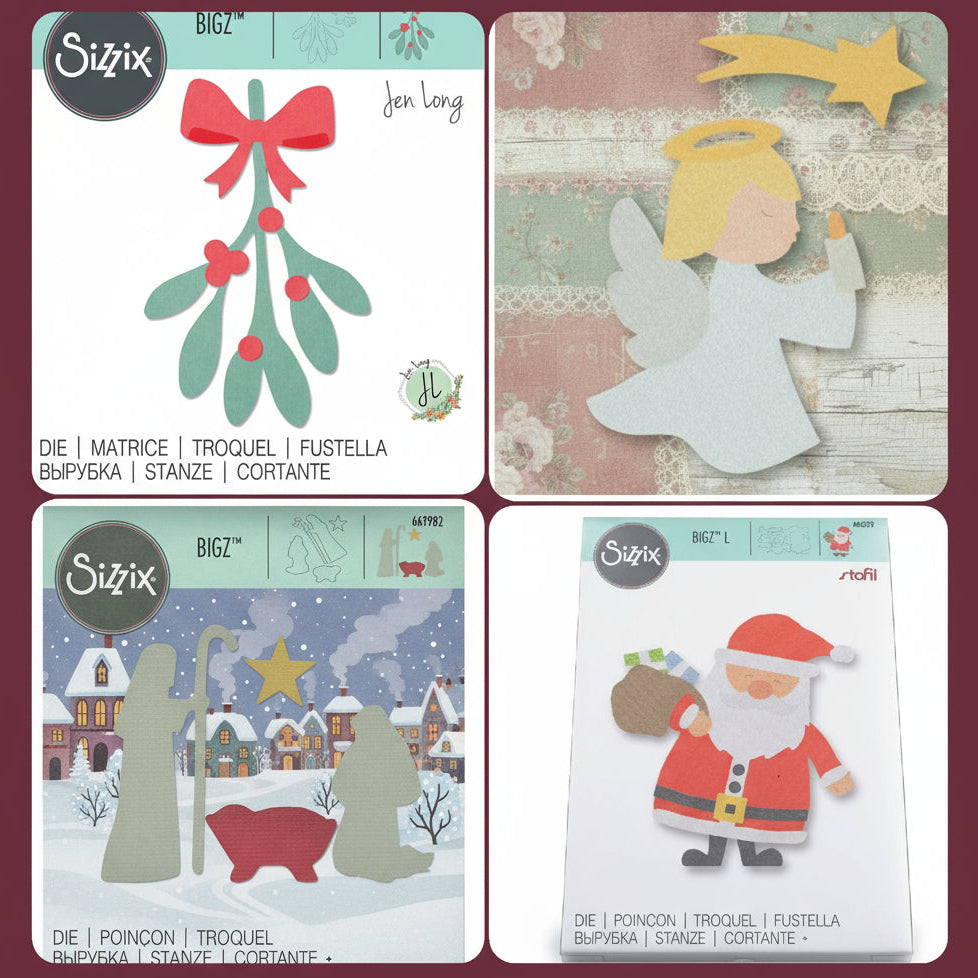 Sizzix Framelits Set 10 Fustelle Natalizie Con Buste - Per Big Shot, Taglio E Goffratura