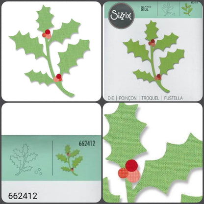 rametto artificiale verde finto agrifoglio fustelle natalizie Big Shot per fommy gomma eva crepla feltro pannolenci tema composizioni floreali addobbi e decorazioni albero Natale Presepe Natività