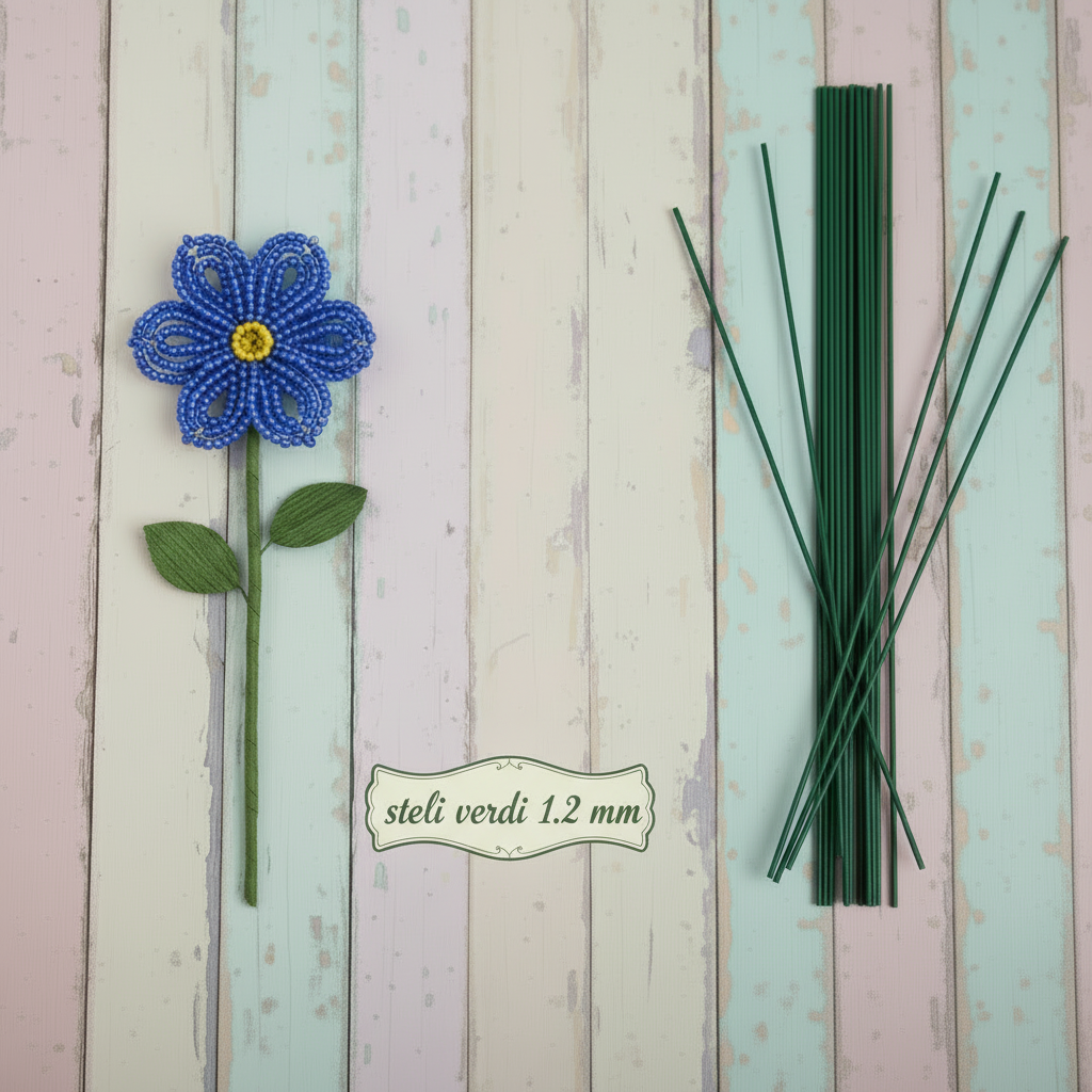 spessore del ferro 1.2 mm steli verdi gambi per fiori di perline bastoncini smaltati fili per ingambare petali fai da te
