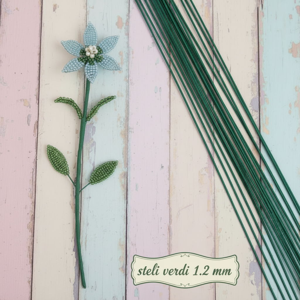 spessore del ferro 1.2 mm steli verdi gambi per fiori di perline bastoncini smaltati fili per ingambare petali fai da te