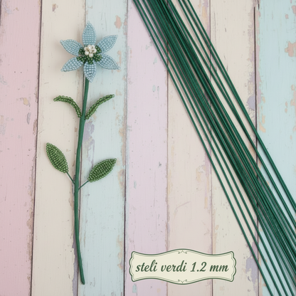 spessore del ferro 1.2 mm steli verdi gambi per fiori di perline bastoncini smaltati fili per ingambare petali fai da te