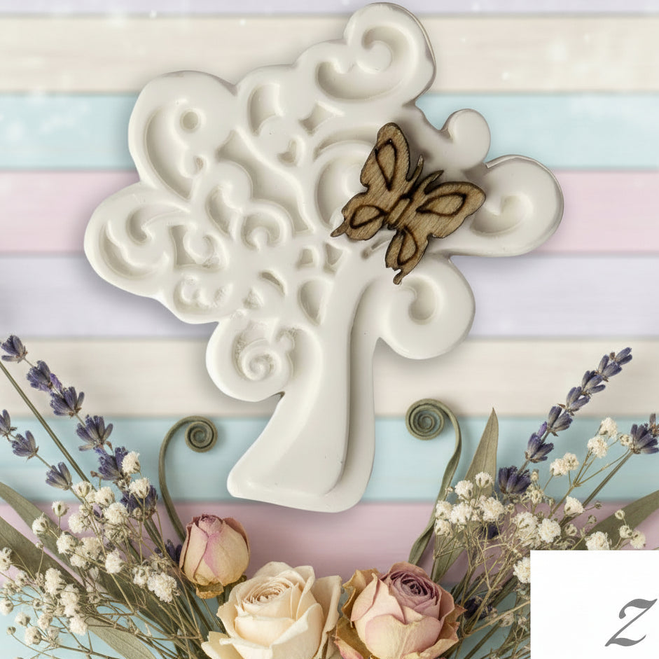 applicazione fai da te bomboniera gessetto profumato farfalla legno albero della vita matrimonio Comunione Cresima anniversario battesimo ricordino segnaposto