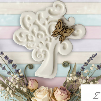 applicazione fai da te bomboniera gessetto profumato farfalla legno albero della vita matrimonio Comunione Cresima anniversario battesimo ricordino segnaposto