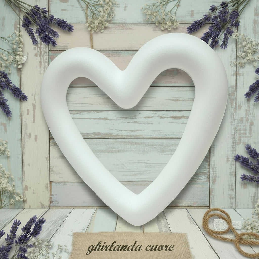 cuore grande ghirlanda cornice polistirolo uso creazioni coccarde nascita fiocco bambini fuoriporta da decorare rivestire colorare hobby creativi bambini festa della mamma san valentino