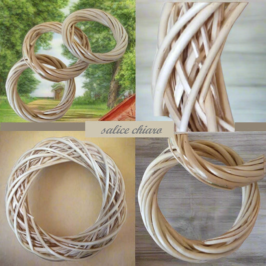 Ghirlande vimini rattan coroncine cerchi natale chiaro naturale uso per fuoriporta centrotavola home garden decorazioni feste natale pasqua wreaths garlands segnaposto confezione bomboniera