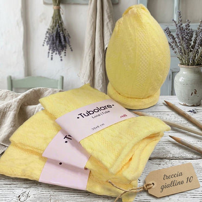giallino 10 maglia treccia stafil elasticizzata tessuto stoffa forma tubolari per bambole rivestire uova Pasqua coniglietto gallina palline polistirolo Natale