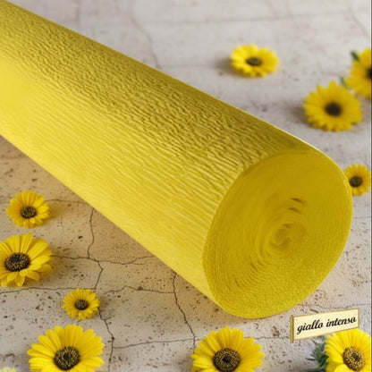 giallo intenso shop online vendita rotoli carta crespa pesante 180 g colorata per realizzare composizioni di fiori grandi giganti decorazioni packaging allestimenti vetrine fioristi centrotavola pasquali
