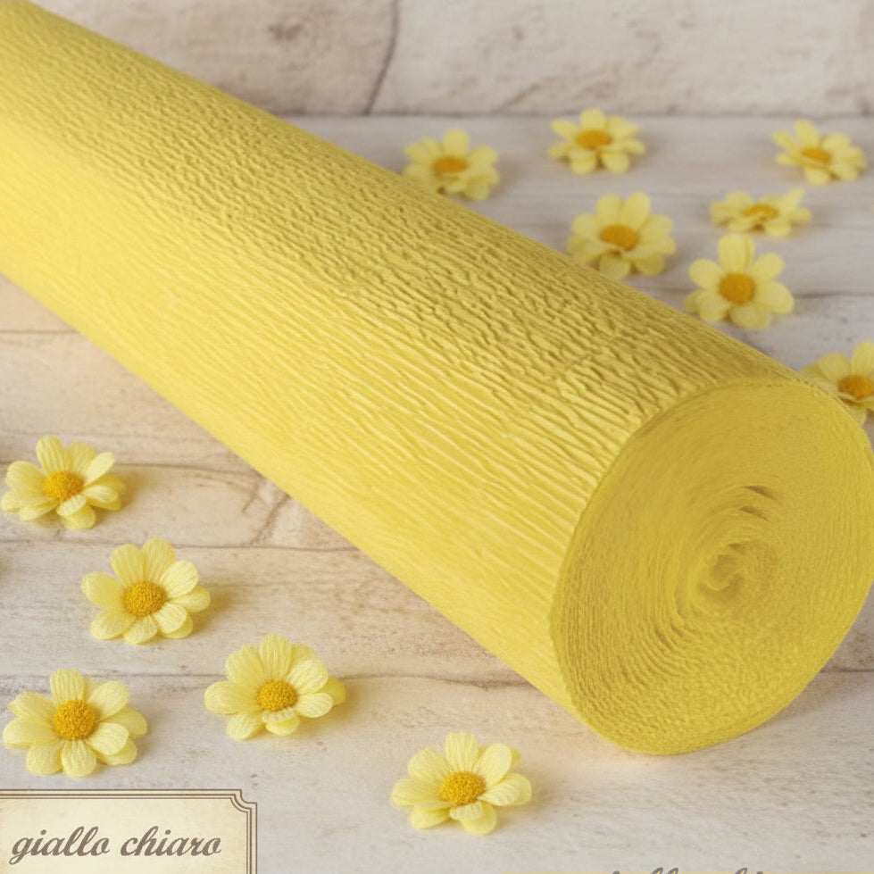 giallo chiaro shop online vendita a rotoli carta crespa pesante 180 g colorata per realizzare composizioni di fiori grandi giganti decorazioni packaging allestimenti vetrine centrotavola fioristi pasquali