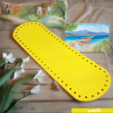colore giallo fondo ecopelle colorato per borse uncinetto fatte a mano di stoffa pezza tessuto uso abbigliamento moda mare estate spiaggia piscina con fettuccia cordino