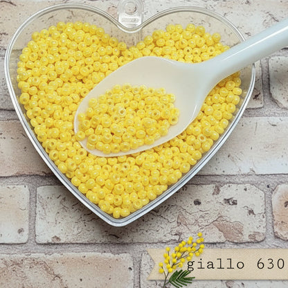 giallo 630 2.5 mm 9/0 conteria rocailles vetro perline creare lavori tecnica Veneziana di Murano lavorazione collane gioielli fiori artigianali mimosa piante alberi bonsai