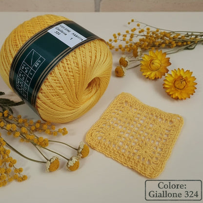 giallone 324 filo di scozia Profilo 100 g 100% puro cotone pregiato filato sottile n 12 per uncinetto 0.60 - 1.00 lavori crochet chiaccherino filet pizzi merletti