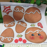 PS-012 Ginger omino pan di zenzero panpepato pannelli pannolenci stampato colorato disegnato natalizio da ritagliare per creare bambole di pupazzi natale tema biscotti dolcetti bastoncino di zucchero