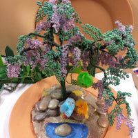 glicine pasquale centrotavola hobby perline vetro albero pianta bonsai conteria rocailles venezia pulcini piatto di terracotta