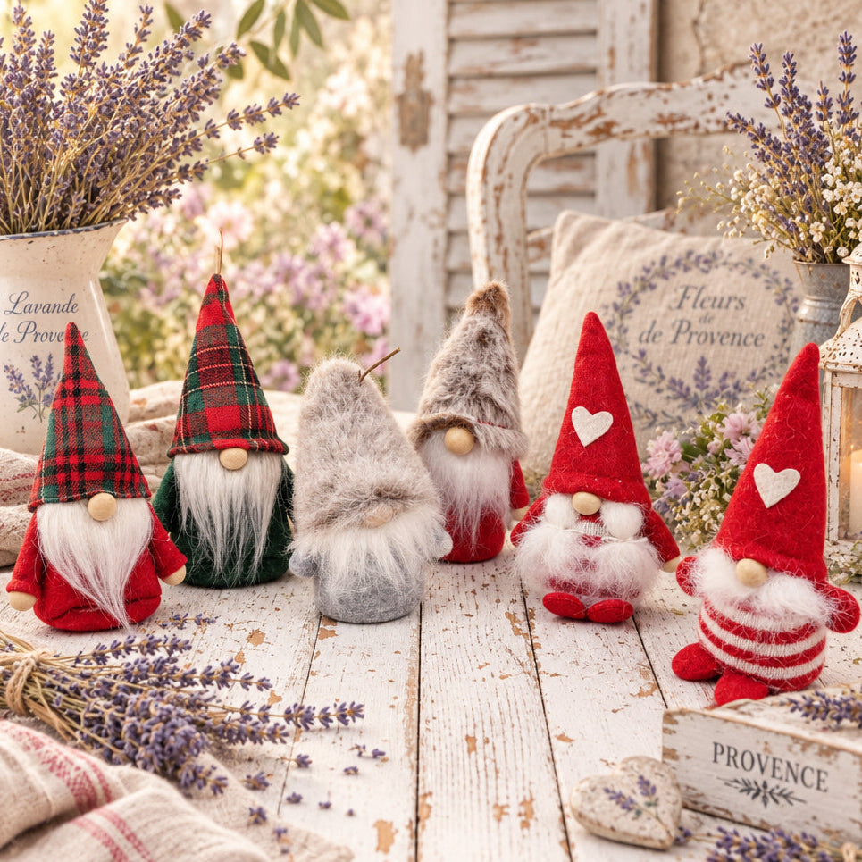 shop natale gnomi nordici per decorazioni fai da te con frugoletti natalizi di feltro peluche pannolenci tessuto coppia San Valentino