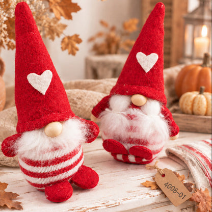 cuore e righe Mr. & Mrs. vetrina gnomi nordici per decorazioni fai da te con frugoletti natalizi di feltro peluche pannolenci tessuto coppia San Valentino