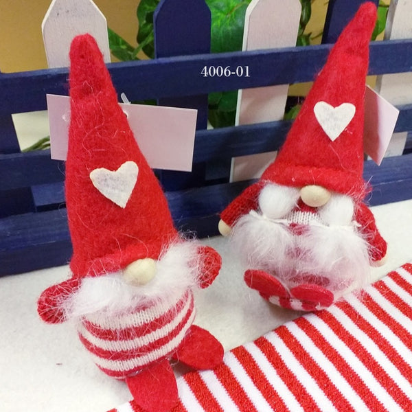 cuore e righe Mr. & Mrs. vetrina gnomi nordici per decorazioni fai da te con frugoletti natalizi di feltro peluche pannolenci tessuto coppia San Valentino