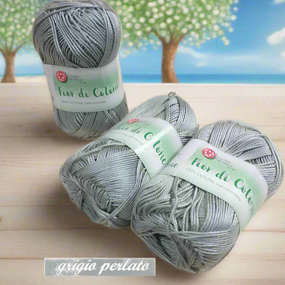 grigio perlato filo uncinetto cucirini tre stelle fior di cotone art 0360 filato grosso mercerizzato uso amigurumi pupazzi bambole crochet bag borse costumi abbigliamento arredamento