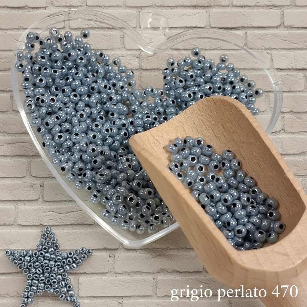 grigio perlato 470 perline rocailles conteria di vetro uso bigiotteria fai da te fiori piantine alberelli bonsai miniature