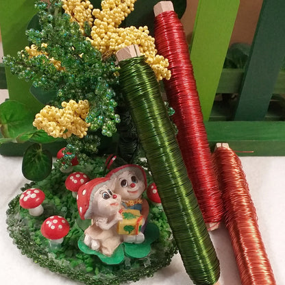 0.50 mm colore verde rosso rame blu turchese negozio vetrina fili metallici 0.50 mm colorati per bigiotteria creazione gioielli di perline lavorazione fiori decorazioni fioristi hobby creativi vetrinistica packaging