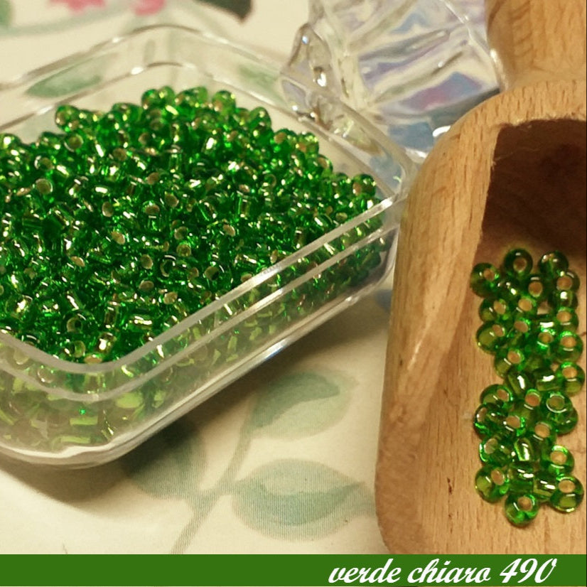 verde chiaro 490 conteria hobby perline rocailles beads boemia vetro argento Stafil vendita a peso uso fai da te fiori veneziani alberi bonsai primavera e pasqua