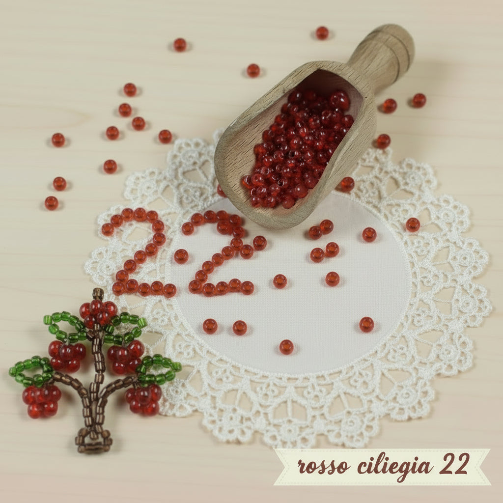 2.5 mm 9/0 rosso ciliegio hobby perline vetro conteria tosca trasparenti ad uso creativi bijoux bigiotteria fiori piante alberi ricamo tessitura tissage danese centrini pasquali bonsai frutta