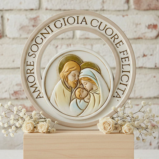 amore sogni gioia cuore felicità scritte icona sacra famiglia sacra religiosa bomboniere comunione cresima battesimo matrimonio forma globo allestimento fiori secchi